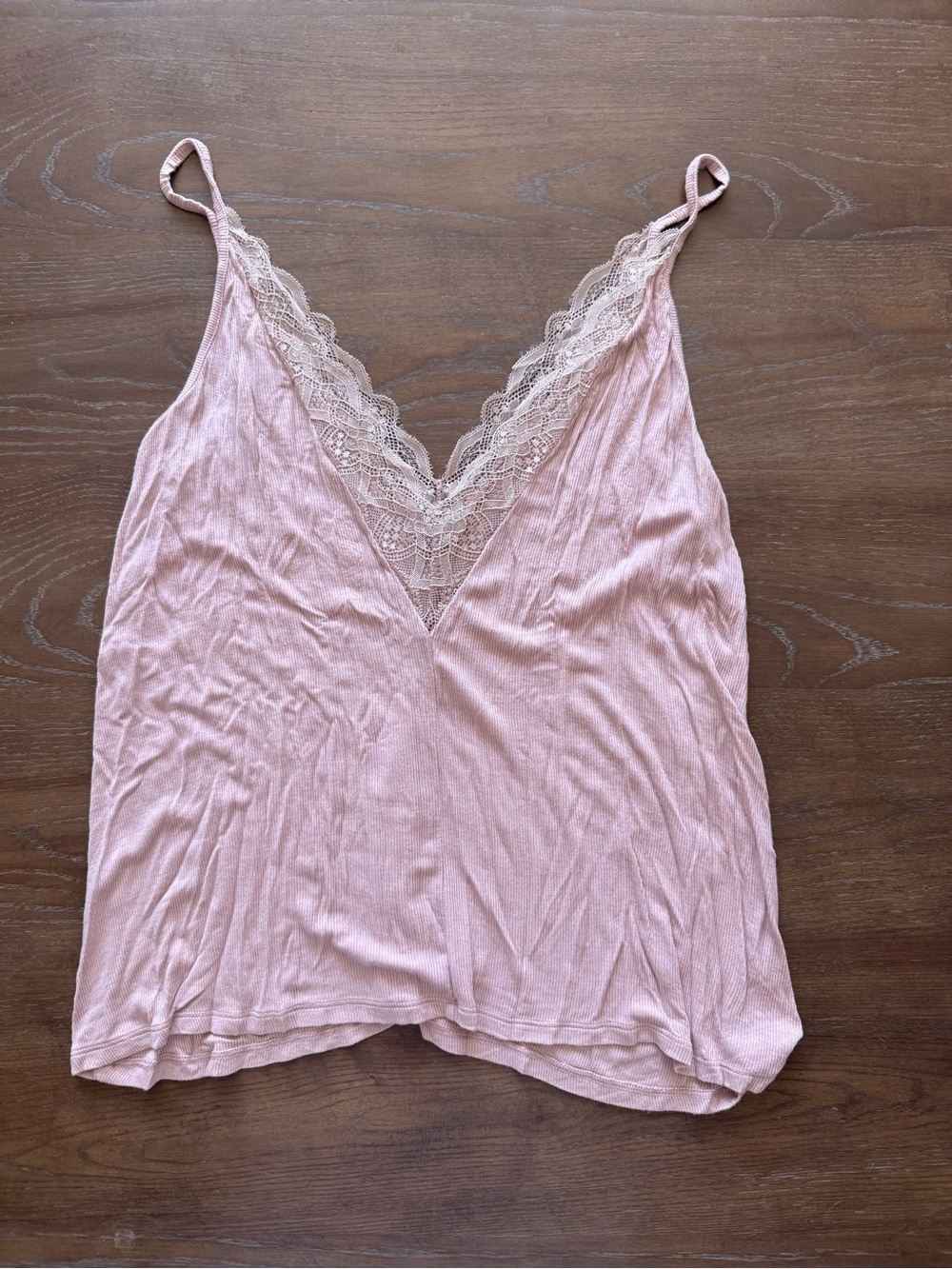 Lace Trim V-Neck Camisole - Blush Pink